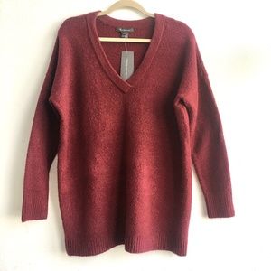 NWT French Connection Cherry Wine V Neck Sweater